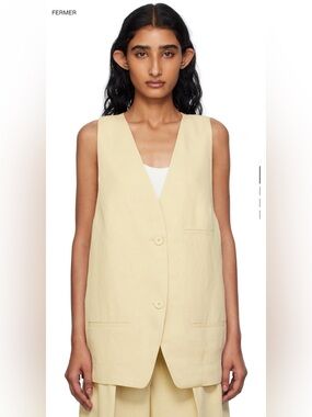 Frankie Shop Pale Yellow Sleeveless V-Neck Vest